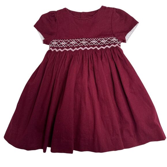 Edgehill Collection Burgundy Smocked Baby Dress hoilday formal – 9M Cotton - Picture 1 of 10